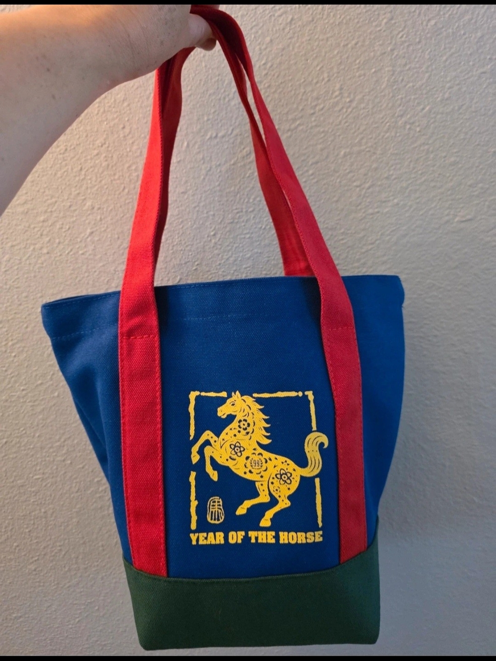 99 Ranch Blue Canvas Tote with Red Handles & Yellow Year Of The Horse Graphic